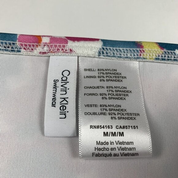 Calvin Klein Bikini Bottom Women M Multicolor Floral Pleated High Waist Swimwear - Picture 4 of 6